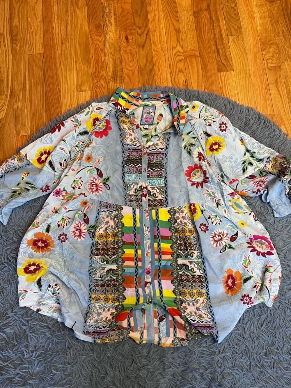 Johnny Was Rainbow Adonia Tunic Floral Mixed Prints Size 1X - Picture 2 of 6